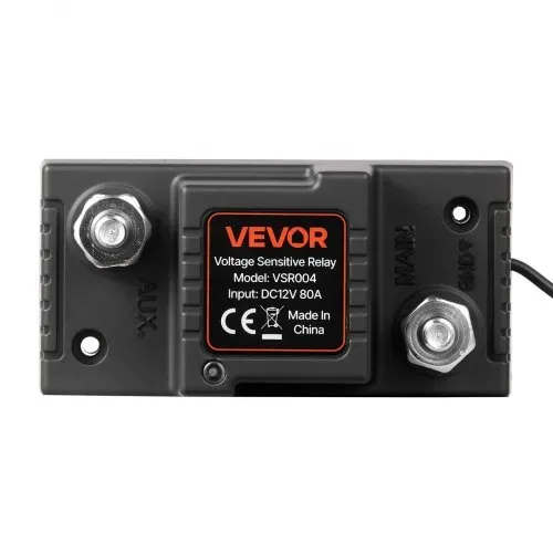 VEVOR Doppelbatterie Trennrelais Kit, 12 V 80 A 0,6 m 13.3 mm² (6 AWG), VSR-spannungsempfindliches Relais mit Voltmeter, LCD-Bildschirm, Batterie-Trennschalter, kompatibel mit Blei-Säure-Batterien, für UTV, ATV – Bild 7