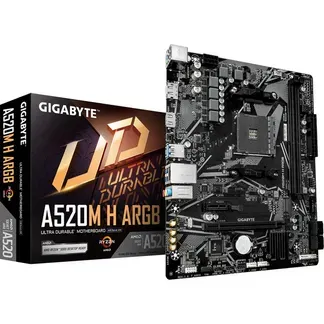 GIGABYTE A520M H ARGB Mainboard – Unterstützt AMD Ryzen 5000 Prozessoren, bis zu 5100 MHz DDR4 (OC), PCIe 3.0 x4 M.2, 1-GbE-LAN, USB 3.2 Gen 1 GIGABYTE A520M H ARGB Mainboard – Unterstützt AMD Ryzen 5000 Prozessoren, bis zu 5100 MHz DDR4 (OC), PCIe 3.0 x4 M.2, 1-GbE-LAN, USB 3.2 Gen 1