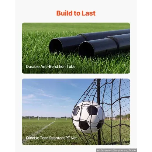 VEVOR Fußballtor 3 x 2 m, Tragbares Soccertor mit Dickwandigen Eisenrohren für Gärten Parks Schulen und Sportplätze, mit PE-Netz für über 110 km/h, Bodenankern und Stoßdämpfender Schaumstoffpolsterung – Bild 6