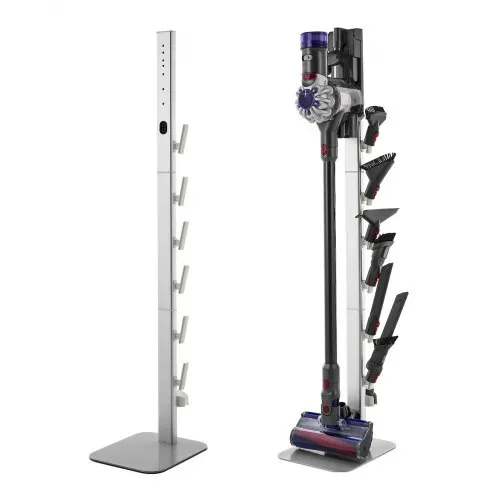 VEVOR Staubsaugerständer 126 cm, kompatibel mit Dyson G5 V15 V12 V11 V10 V8 V7 V6 Serie Standstaubsaugern & Zubehör, Bodenständer, Halterung mit 6 Haken & rutschfesten Fußpolstern, Silber – Bild 8
