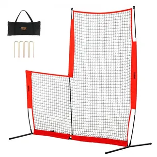 VEVOR L-Typ für Schlägerkäfig 240 x 106 x 214 cm Baseball- und Softball-Sicherheitsschirm Körperschutz Tragbarer Schlagschirm mit Tragetasche & Bodenpfählen, Outdoor Baseball-Pitching-Netz Rot VEVOR L-Typ für Schlägerkäfig 240 x 106 x 214 cm Baseball- und Softball-Sicherheitsschirm Körperschutz Tragbarer Schlagschirm mit Tragetasche & Bodenpfählen, Outdoor Baseball-Pitching-Netz Rot