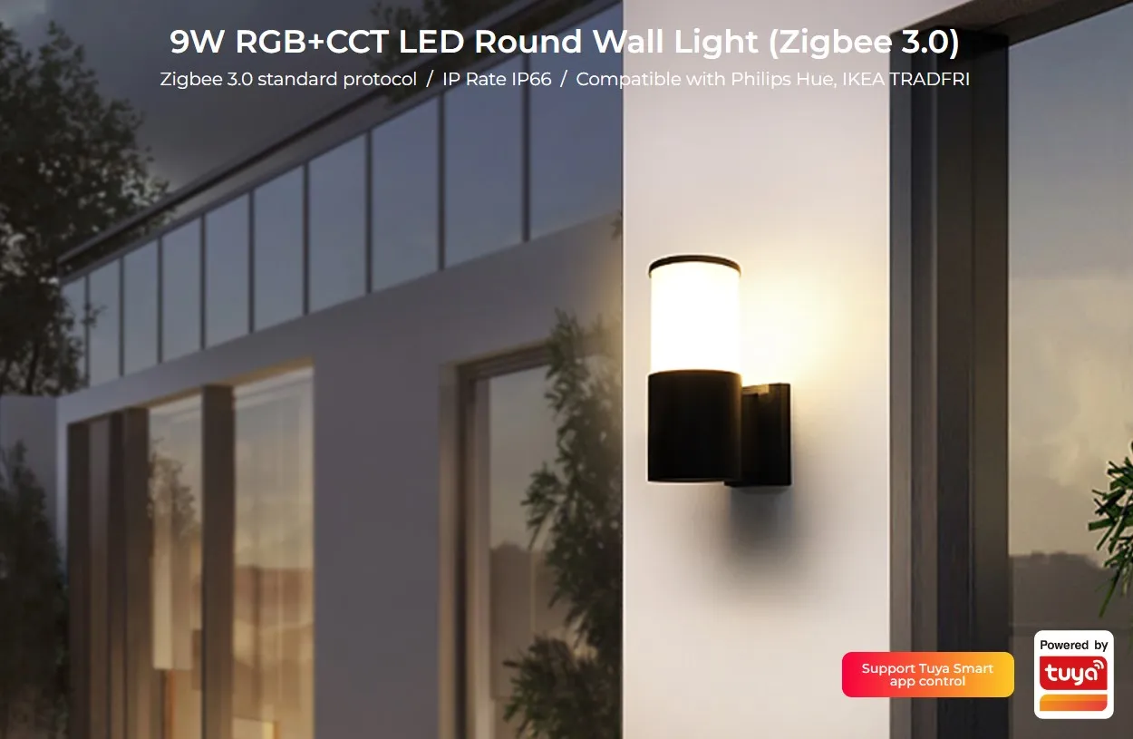 MiBoxer WA5-09R-ZL LED Garden Round Wall Light 12W RGB+CCT Zigbee 3.0 + 2.4G IP66 24V – Bild 6