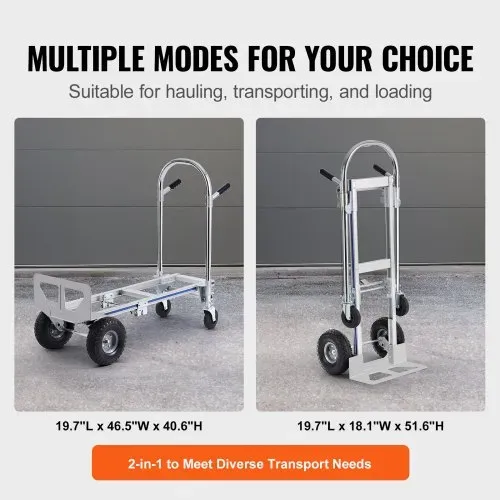 VEVOR 2-in-1 Sackkarre Klappbar 0,686kg Tragfähigkeit Transportkarre Aluminiumlegierung & Kohlenstoffstahl Sackkarre ⇋ Plattformwagen Trolley für Lade- & Transportaufgaben im Innen- & Außenbereich – Bild 4