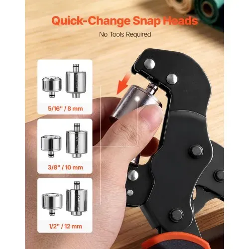 VEVOR Ösenzange 900 tlg. Set Ösen 8mm 10mm 12mm Magnetische Ösenpresse, Ösenstanze aus Stahl mit Magnetkopf Rutschfester Griff Geeignet für Leder Planen Schuhe Bastelarbeiten & Stoff – Bild 5