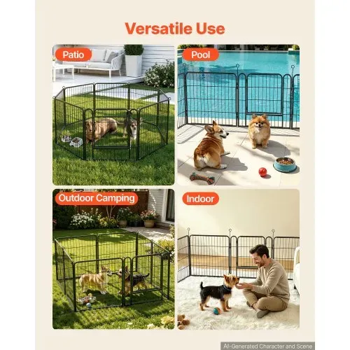VEVOR Welpenauslauf Welpenfreigehege Laufgitter Welpenzaun 61cm 8-tlg., Spielplatz für Kleine Hunde Katzen & Andere Kleintiere Faltbar Durch die Verschiedenen Formen Vielfältig Einsetzbar – Bild 4