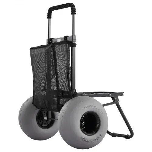 VEVOR Strandwagen mit Ballonreifen (12 Zoll), Faltbarer Strandtrolley mit 4-stufig Einstellbarem Schaumstoffgriff und Pumpe, Handwagen (75 kg Belastbar), Strandkarre Ideal für Camping und Angeln – Bild 8