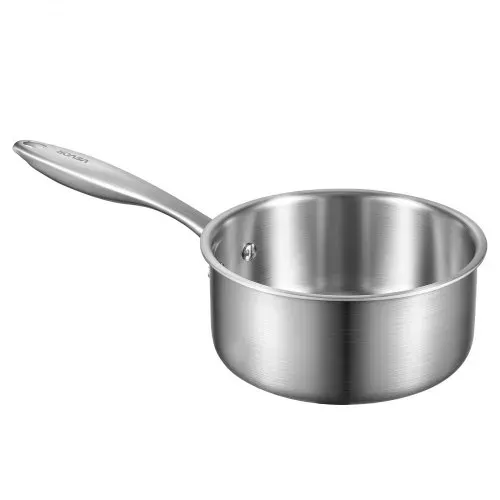 VEVOR Kochtopf Kasserolle Stielkasserolle 1,42 L mit Glasdeckel, Suppentopf Gemüsetopf mit ergonomischem Griff, Milchtopf aus Edelstahl Gemüsetopf, Silber spülmaschinengeeignet Soßentopf – Bild 9