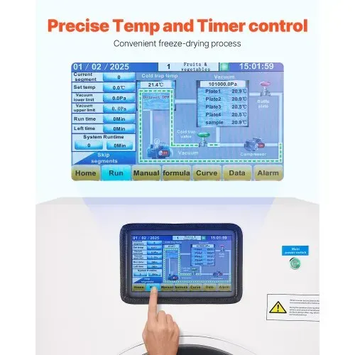 VEVOR Gefriertrockner Gefriertrocknungsmaschine Trocknungsausrüstung (4–6 kg Kapazität) für Lebensmittel mit 4-lagigen Tabletts & einstellbarer Temperatur und Zeit, für Früchte Obst Weiß – Bild 3