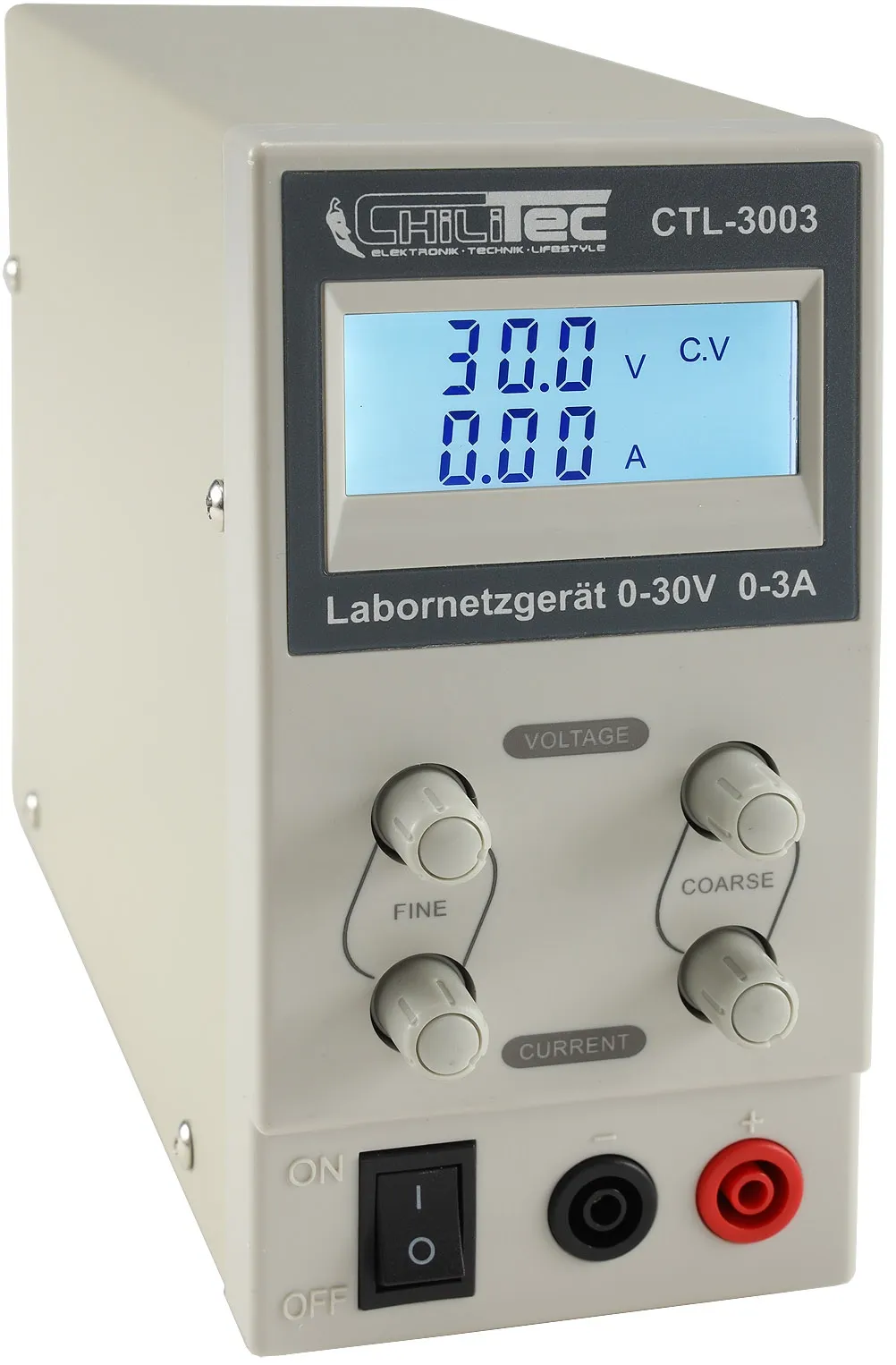 Regelbares Labornetzgerät „CTL-3003“ beleuchtete LCD Anzeige, 0-30V, 0-3A Regelbares Labornetzgerät „CTL-3003“ beleuchtete LCD Anzeige, 0-30V, 0-3A