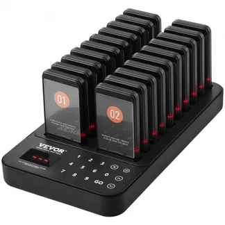 VEVOR Restaurant-Pager-System, kabelloses Warteschlangensignal mit 400 m Reichweite, Piepser zur Rufannahme von Gästen mit Vibration und Blinken, 20 Pager für Imbisswagen, Kirche, Kindergarten VEVOR Restaurant-Pager-System, kabelloses Warteschlangensignal mit 400 m Reichweite, Piepser zur Rufannahme von Gästen mit Vibration und Blinken, 20 Pager für Imbisswagen, Kirche, Kindergarten