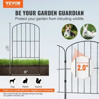VEVOR 10x Dekorativer Gartenzaun 61x33cm Oberbogen Metallzaun aus Kohlenstoffstahl Steckzaun 5,08cm Spike-Abstand Hundezaun Gitterzaun Beetzaun Zaun Metall Zaunelementen inkl. Befestigungsmaterial VEVOR 10x Dekorativer Gartenzaun 61x33cm Oberbogen Metallzaun aus Kohlenstoffstahl Steckzaun 5,08cm Spike-Abstand Hundezaun Gitterzaun Beetzaun Zaun Metall Zaunelementen inkl. Befestigungsmaterial