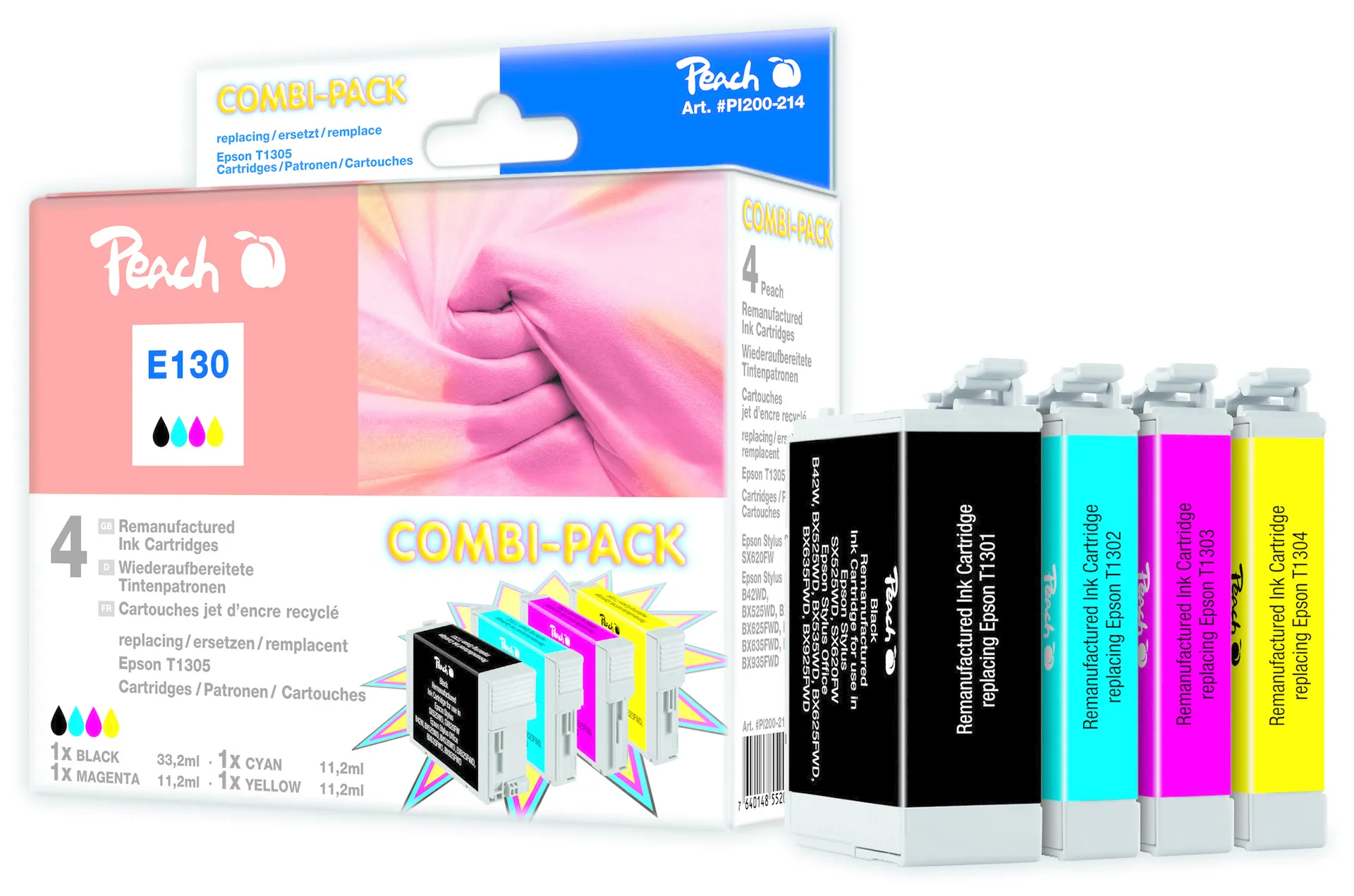 Peach E130 bk, c, m, y Spar Pack Tintenpatronen Peach E130 bk, c, m, y Spar Pack Tintenpatronen