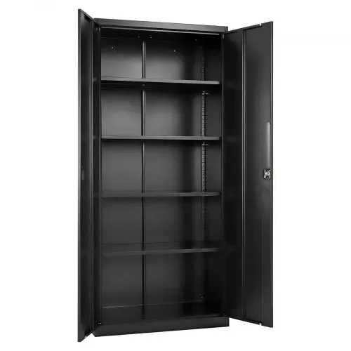 VEVOR Aktenschrank 80x40x175 cm, Abschließbarer Stahl-Mehrzweckschrank mit 4 verstellbaren Einlegeböden, 2 Magnettüren, 2 Schlüsseln & 5 Ebenen, für Lager, Keller, Waschküche, Büro, Schwarz – Bild 9