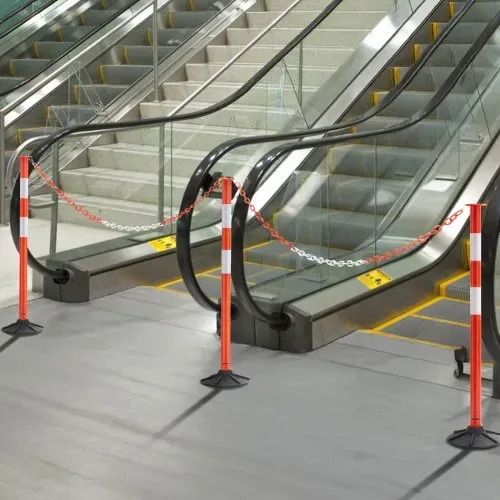 VEVOR Verkehrsleitpfosten Leitpfosten 3-tlg. (871 mm) mit beschwertem Sockel & Reflektorstreifen & Ketten, Warnpfosten für Baustellen, Parkplätze, Absperrpfosten zur Steuerung von Menschenmengen – Bild 7