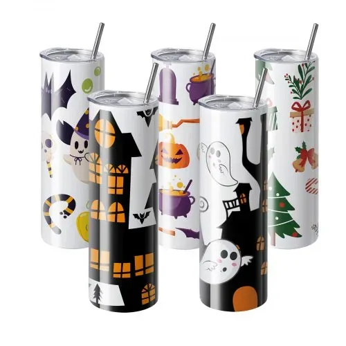 VEVOR 8er-Pack Gerade Sublimationsbecher, 887 ml Blanko-Becher, Edelstahl-Doppelwandbecher mit Strohhalm, Deckel, Bürste, Boden, Schrumpffolie, Geschenkbox, für Wärmepresse & Wärmeübertragung – Bild 9