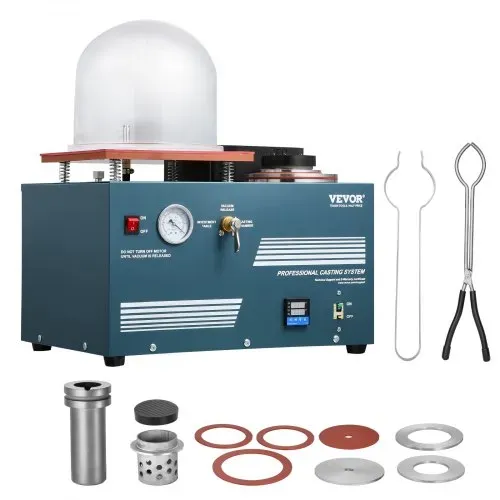 VEVOR Vakuum-Einbettgussmaschine 2 L mit Schmelzofen & praktischer Öleinspritzöffnung, Metallschmuckgusswerkzeug Vakuumgussmaschine zum Gießen von Schmuck und Schmelzen von Schrott Silber Gold Kupfer – Bild 8
