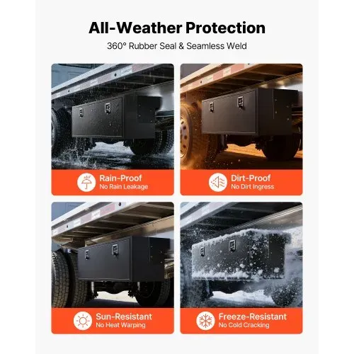 VEVOR Lkw Unterbaubox 1524 x 457 x 457 mm Unterflur Staukasten Kaltgewalzter Stahl Wasserdichter Werkzeugkasten mit T-Griff Schloss für Lkw Anhänger Transporter Werkzeugkiste Unterflurkasten Schwarz – Bild 2