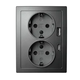 Schutzkontakt-Steckdose McPower “Flair“ 2-fach, 250V~/16A, USB-A+C, PD20W Schutzkontakt-Steckdose McPower “Flair“ 2-fach, 250V~/16A, USB-A+C, PD20W