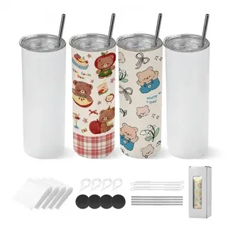 VEVOR Sublimationsbecher 4 Stk. (591 mL), Sublimationstumblers aus Edelstahl mit Deckeln & Strohhalm, Doppelwandige Isolierte Sublimationsrohlinge für Individuelle DIY-Gestaltung Geschenke VEVOR Sublimationsbecher 4 Stk. (591 mL), Sublimationstumblers aus Edelstahl mit Deckeln & Strohhalm, Doppelwandige Isolierte Sublimationsrohlinge für Individuelle DIY-Gestaltung Geschenke