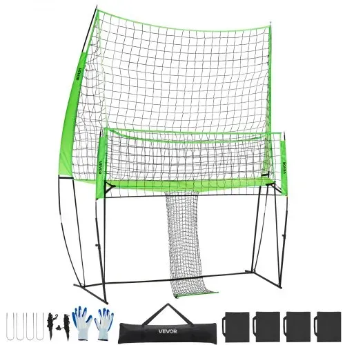VEVOR Volleyball Trainingsnetz stufenlos höhenverstellbare Übungsausrüstung mit Ballrücklauf, 2,44 x 3,35 m tragbare Netzstation, einfache Einrichtung für den Innen- und Außenbereich im Garten – Bild 8