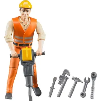 Bauarbeiter mit Zubehör, Spielfigur Bauarbeiter mit Zubehör, Spielfigur