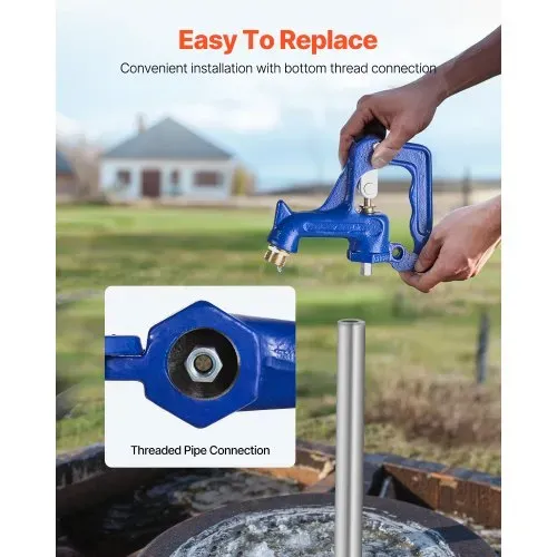 VEVOR Außenwasserhahn, frostsicherer Hofhydrant, komplette Kopfbaugruppe, mit G 1 Zoll Rohrgewinde & G 3/4 Zoll Schlauchanschluss für Hof-/ Gartenbewässerung (Rohr nicht im Lieferumfang enthalten) – Bild 4