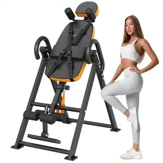 VEVOR Inversionstisch Inversionsbank, 136 kg belastbar, Multifunktionsgerät Rückentrainer, klappbares Krafttrainingsgerät mit Kopfstütze, Knöchelverriegelung, verstellbarem Schutzgurt, Orange/Schwar VEVOR Inversionstisch Inversionsbank, 136 kg belastbar, Multifunktionsgerät Rückentrainer, klappbares Krafttrainingsgerät mit Kopfstütze, Knöchelverriegelung, verstellbarem Schutzgurt, Orange/Schwar