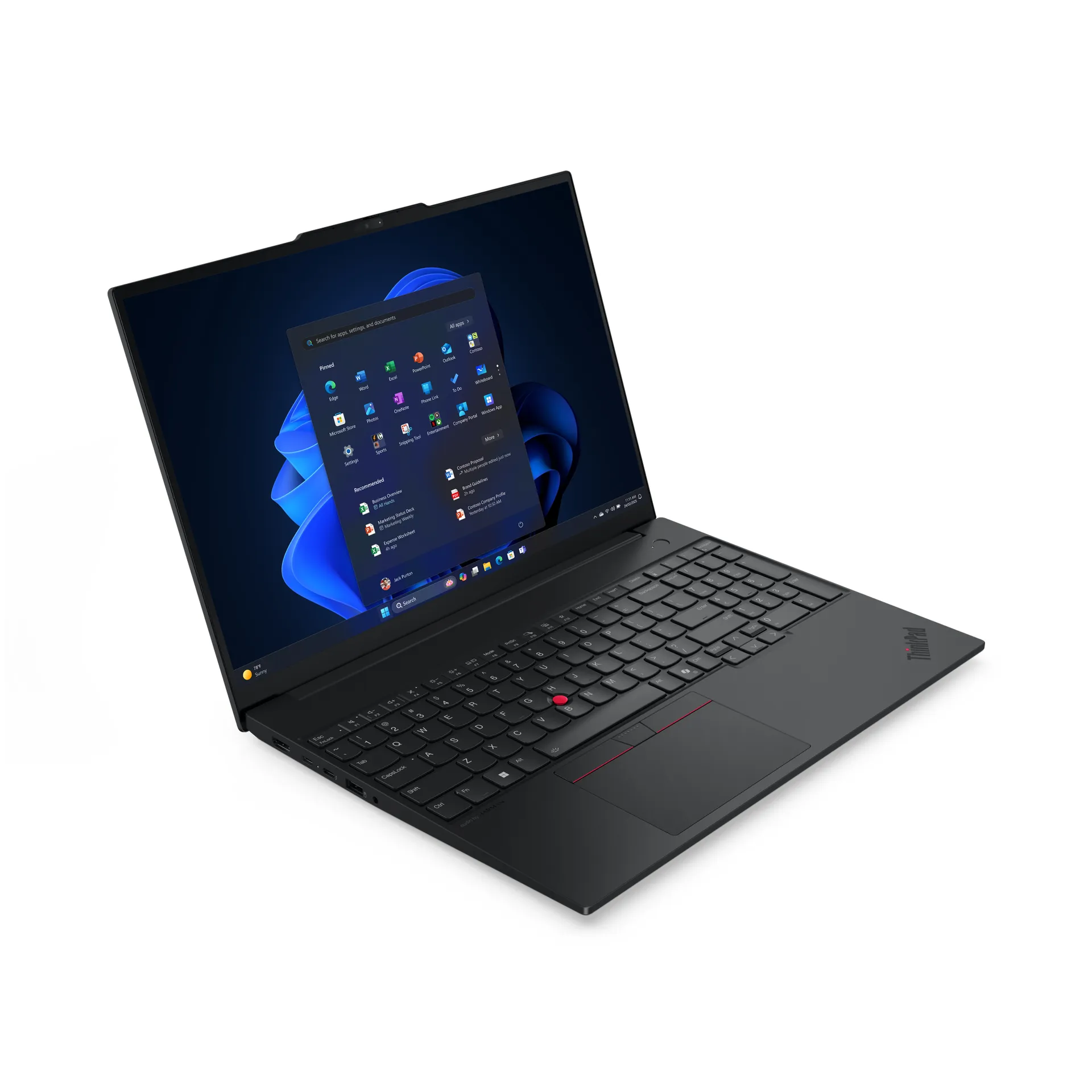 Lenovo ThinkPad E16 Gen 3 (Intel) Copilot+ PC Intel Core Ultra 7 256V Laptop 40,6 cm (16") WUXGA 16 GB LPDDR5x-SDRAM 512 GB SSD Wi-Fi 6E (802.11ax) Windows 11 Pro Deutsch Schwarz – Bild 3