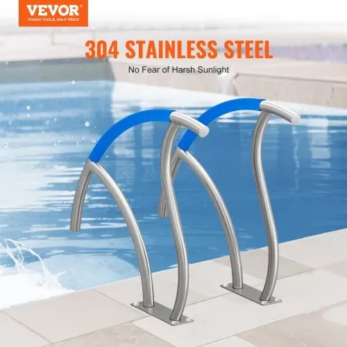 VEVOR Pool-Handlauf, 2 Stk., 1395 x 810 x 100 mm, Pooleinstieg Edelstahl mit Grundplatte für Innen-/Außenpools, Einstieghilfe für Schwimmbäder, Haltegriff mit Griffabdeckung & Zubehör für Spas VEVOR Pool-Handlauf, 2 Stk., 1395 x 810 x 100 mm, Pooleinstieg Edelstahl mit Grundplatte für Innen-/Außenpools, Einstieghilfe für Schwimmbäder, Haltegriff mit Griffabdeckung & Zubehör für Spas