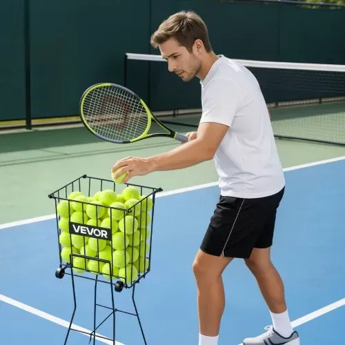 VEVOR Tennisballkorb mit Rollen, Tennisballsammler mit Rahmen & Ballkorb aus Kohlenstoffstahl, Umwandelbares Sammelkorb für 75 Tennisbälle, Tragbarer Tennisballwagen für Training Ballsammeln, Schwarz – Bild 7