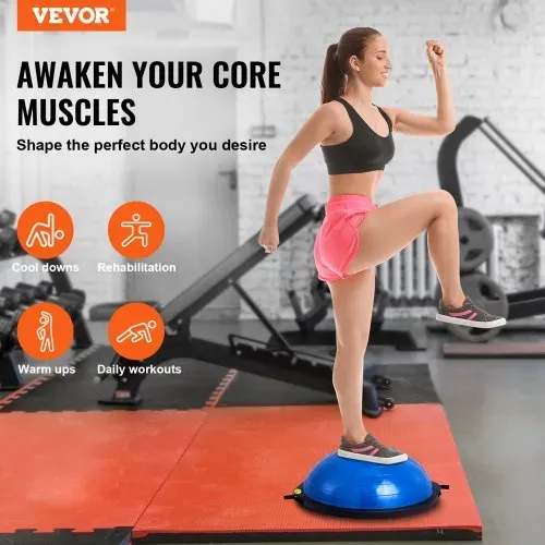 VEVOR Halb-Gymnastikball-Trainer, 66 cm Balance-Ball-Trainer, 680 kg Tragkraft Stabilitätsball, Yoga-Ball mit Widerstandsbändern und Fußpumpe, Kraft-Fitnessball im Heim-Fitnessstudio, Blau VEVOR Halb-Gymnastikball-Trainer, 66 cm Balance-Ball-Trainer, 680 kg Tragkraft Stabilitätsball, Yoga-Ball mit Widerstandsbändern und Fußpumpe, Kraft-Fitnessball im Heim-Fitnessstudio, Blau