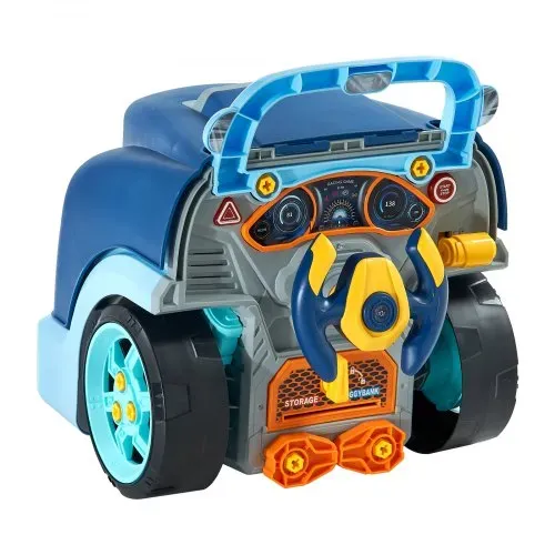 VEVOR Motorspielzeug, 60-teilig, Autoreparaturset für Kinder, mit abnehmbaren Teilen, Lichtern und Geräuschen, Lenkrad und Hupe, Mechaniker-Werkstattset für Kinder für Kleinkinder ab 3 Jahren, Blau – Bild 9