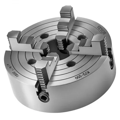 VEVOR 4-Backen-Drehfutter, 250 mm, Spannfutter, 15-250 mm Spannbereich mit T-Schlüssel-Befestigungsschrauben, umkehrbare Backen, HT300-Material, für Holz-Metall-Drehmaschine – Bild 10