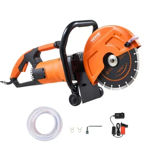 VEVOR Elektrische Betonsäge, 230 mm, Hochleistungs-Kreissäge 2000 W, Schnitttiefe 89 mm, Nass-/Trocken-Scheibensäge mit Wasserrohr, Wasserpumpe, Sägeblatt, für Stein und Ziegel – Bild 8