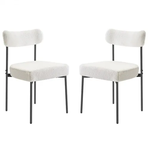 VEVOR moderner Esszimmerstuhl (2 Stk.) Sherpa-Beistellstuhl (136 kg belastbar) für Esstische, platzsparender Küchentischstuhl mit geschwungener Rückenlehne & schwarzen Metallbeinen, weiß Cafeteria VEVOR moderner Esszimmerstuhl (2 Stk.) Sherpa-Beistellstuhl (136 kg belastbar) für Esstische, platzsparender Küchentischstuhl mit geschwungener Rückenlehne & schwarzen Metallbeinen, weiß Cafeteria