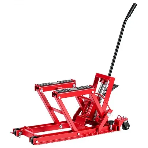 VEVOR Motorradhebebühne Hydraulisch bis 680 kg Motorradheber Höhenverstellbar 115–385 mm Hebeplattform mit 4 Rädern und Fußbedienung Hebeständer Ideal für ATVs Dirtbikes Straßenmotorräder Rot – Bild 8