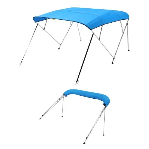 VEVOR Bimini Top Bootsabdeckung Sonnenverdeck (4 Bögen) aus 600D Polyester mit Rahmen aus Aluminiumlegierung, wasserdichte Sonnenschutz-Bootsmarkise mit Aufbewahrungstasche, 170-183 cm (B) Blau VEVOR Bimini Top Bootsabdeckung Sonnenverdeck (4 Bögen) aus 600D Polyester mit Rahmen aus Aluminiumlegierung, wasserdichte Sonnenschutz-Bootsmarkise mit Aufbewahrungstasche, 170-183 cm (B) Blau