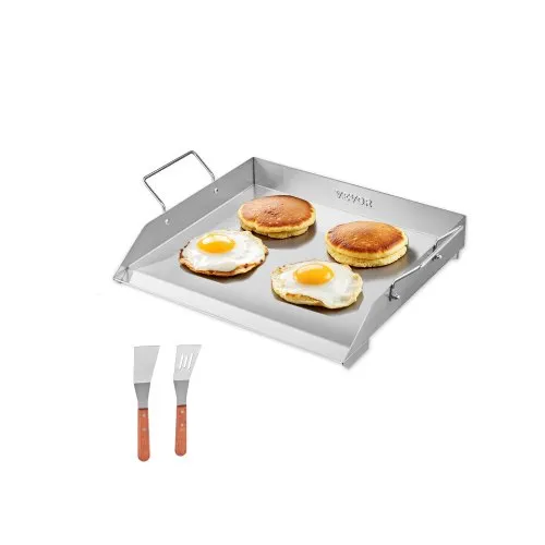 VEVOR Grillplatte Grillpfanne aus Edelstahl universelle rechteckige Platte (448 x 370 mm) mit flacher Oberseite, Gasgrill-Grillplatte für BBQ-Grill Teppanyaki, Familienkochgeschirr mit Griff VEVOR Grillplatte Grillpfanne aus Edelstahl universelle rechteckige Platte (448 x 370 mm) mit flacher Oberseite, Gasgrill-Grillplatte für BBQ-Grill Teppanyaki, Familienkochgeschirr mit Griff