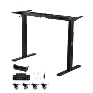 VEVOR Höhenverstellbarer Schreibtisch Gestell, Elektrisches Tischgestell bis 125kg, 2 Stufige Tischbeine mit 2 Motoren Speicherfunktion Höhenanzeige Kollisionschutz USB, Tischständer für Büro, Schwarz VEVOR Höhenverstellbarer Schreibtisch Gestell, Elektrisches Tischgestell bis 125kg, 2 Stufige Tischbeine mit 2 Motoren Speicherfunktion Höhenanzeige Kollisionschutz USB, Tischständer für Büro, Schwarz