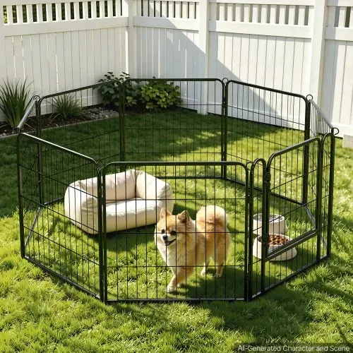 VEVOR Welpenauslauf Welpenfreigehege Laufgitter Welpenzaun 61cm 8-tlg., Spielplatz für Kleine Hunde Katzen & Andere Kleintiere Faltbar Durch die Verschiedenen Formen Vielfältig Einsetzbar – Bild 7