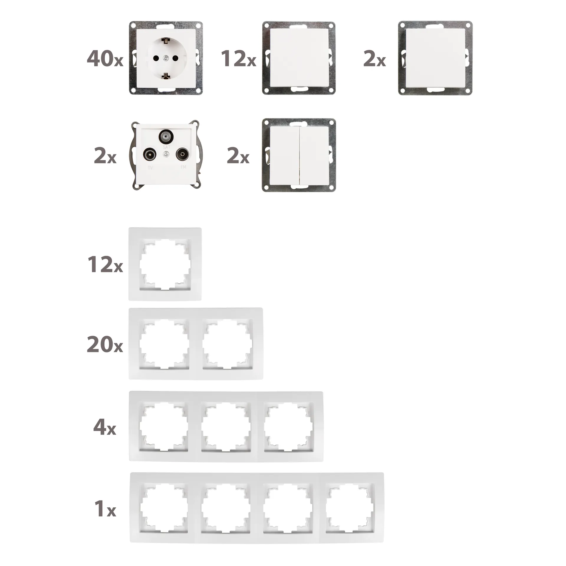 Schalter und Steckdosen Set McPower Flair ''Einfamilienhaus'', 95-teilig, weiß – Bild 2