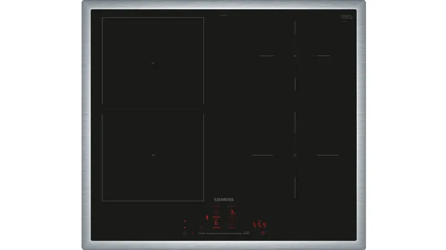 Siemens iQ500 ED64RHSB1E Kochfeld Schwarz, Edelstahl Integriert 60 cm Zonen-Induktionskochfeld 4 Zone(n) Siemens iQ500 ED64RHSB1E Kochfeld Schwarz, Edelstahl Integriert 60 cm Zonen-Induktionskochfeld 4 Zone(n)