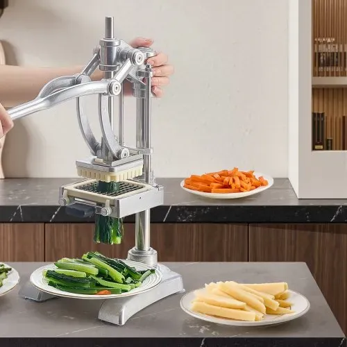 VEVOR kommerzieller Pommes-Frites-Schneider, Gemüseschneider Obstschneider Edelstahl mit 3 Ersatzklingen (12,7/9,525/6,35 mm) und einer Entsafterklinge, manueller Kartoffelschneider Pommesschneider – Bild 7