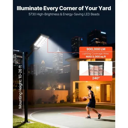 VEVOR Solar-Straßenlaterne 900000 LM, Straßenlampe 12 kW, Solarleuchte mit Dämmerungssensor, LED-Flutlicht mit Bewegungsmelder, IP65, Weitwinkel-Außenbeleuchtung, für Einfahrten & Höfe VEVOR Solar-Straßenlaterne 900000 LM, Straßenlampe 12 kW, Solarleuchte mit Dämmerungssensor, LED-Flutlicht mit Bewegungsmelder, IP65, Weitwinkel-Außenbeleuchtung, für Einfahrten & Höfe