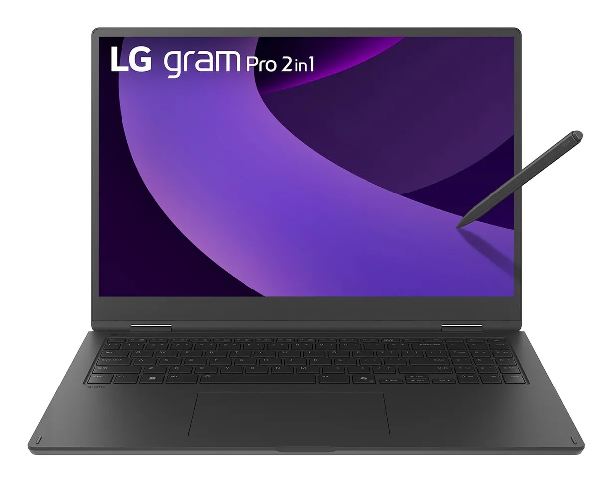 LG Gram Pro 16TB90TP Intel Core Ultra 7 255H Hybrid (2-in-1) 40,6 cm (16") Touchscreen WQXGA+ 16 GB LPDDR5x-SDRAM 1 TB SSD Wi-Fi 7 (802.11be) Windows 11 Pro Deutsch Schwarz – Bild 2
