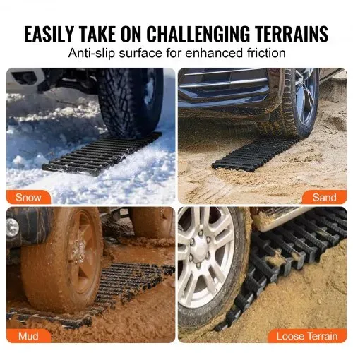 VEVOR 7 TONNEN Traktionsbretter mit TPR-Material, Bergungsbretter für Geländefahrzeuge/Autos/Pickups/SUVs/Wohnmobile, Paar Reifen-Traktionsmatten auf Schnee, Sand, Schlamm und losem Untergrund, Aufbewahrungstaschen, kurz, schwarz – Bild 3
