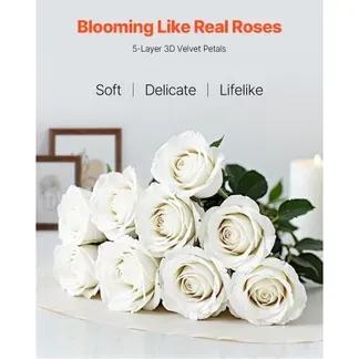 VEVOR Künstliche Blumen Rosen, 120 Stück Kunstblumen, Weiße Gefälschte Rose mit Stielen, Schaumrosen für DIY Hochzeit Blumensträuße Braut Valentinstag Muttertag Zuhause Dekoration VEVOR Künstliche Blumen Rosen, 120 Stück Kunstblumen, Weiße Gefälschte Rose mit Stielen, Schaumrosen für DIY Hochzeit Blumensträuße Braut Valentinstag Muttertag Zuhause Dekoration