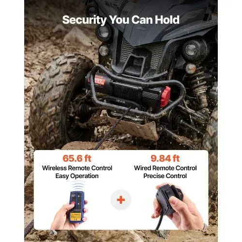 VEVOR Elektrische Seilwinde 2721 kg, 12V Motorwinde mit Φ6,35 mm x 15 m Synthetikseil, Kabelloser & Kabelgebundener Fernbedienung, Elektrowinde zum Abschleppen von ATVs, UTVs & Offroad-Fahrzeugen – Bild 3