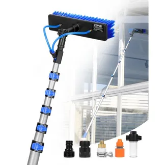 VEVOR Teleskop Waschbürste, 11 m lange Reinigungsstange mit ausziehbarem Griff, 180° drehbarem Bürstenkopf & 20 m Schlauch, Fensterreinigungswerkzeug für den Haushalt & für Caravan-Solarpaneldecks VEVOR Teleskop Waschbürste, 11 m lange Reinigungsstange mit ausziehbarem Griff, 180° drehbarem Bürstenkopf & 20 m Schlauch, Fensterreinigungswerkzeug für den Haushalt & für Caravan-Solarpaneldecks
