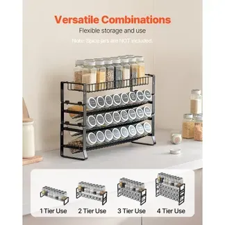 VEVOR abnehmbares Gewürzregal 4-stöckiger Gewürzhalter Organizer, stapelbarer Gewürzständer (401 x 116 x 271 mm), Küchenaufbewahrung für Arbeitsplatte, Küchen-Vorratsschrank, Speisekammer Schwarz VEVOR abnehmbares Gewürzregal 4-stöckiger Gewürzhalter Organizer, stapelbarer Gewürzständer (401 x 116 x 271 mm), Küchenaufbewahrung für Arbeitsplatte, Küchen-Vorratsschrank, Speisekammer Schwarz